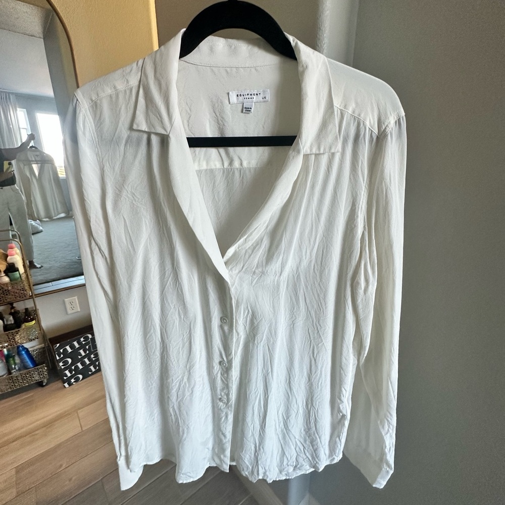 Equipment silk cream blouse L large
